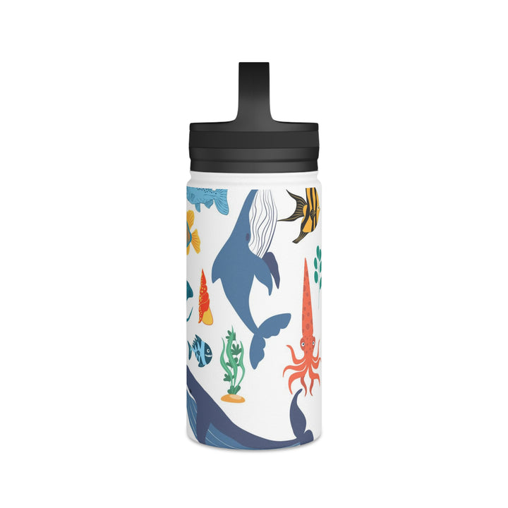 Stainless Steel Sea Life Design Water Bottle Handle Lid