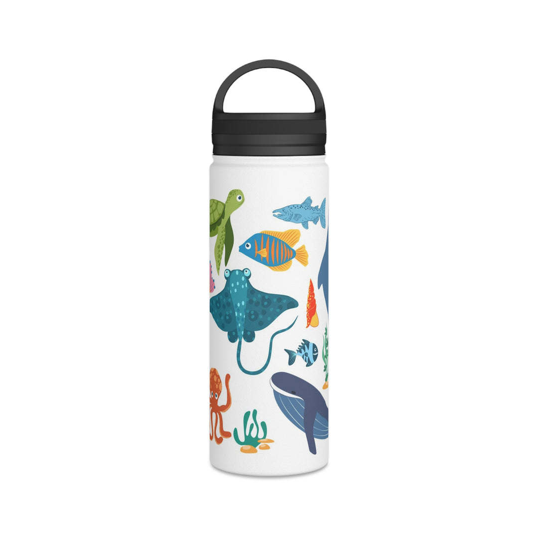 Stainless Steel Sea Life Design Water Bottle Handle Lid