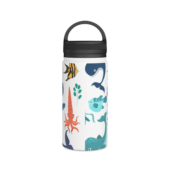 Stainless Steel Sea Life Design Water Bottle Handle Lid