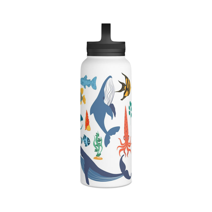Stainless Steel Sea Life Design Water Bottle Handle Lid