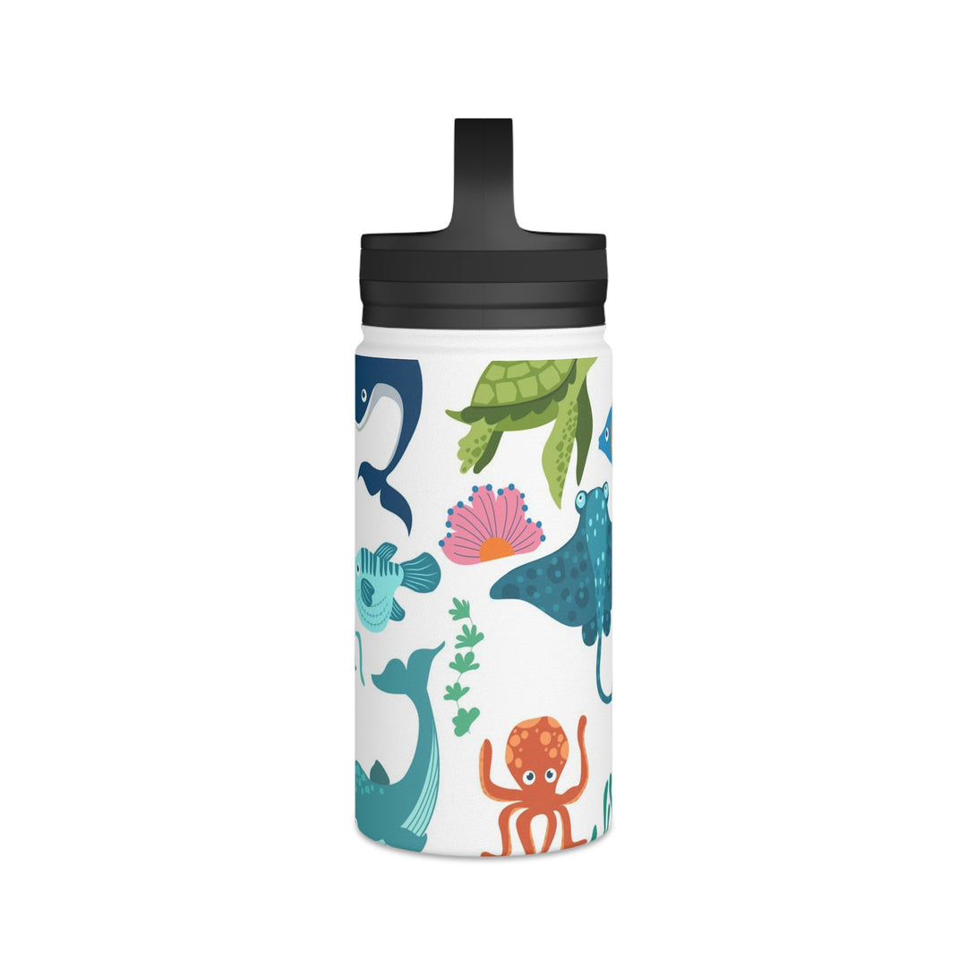 Stainless Steel Sea Life Design Water Bottle Handle Lid