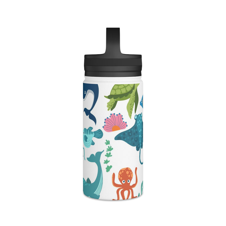 Stainless Steel Sea Life Design Water Bottle Handle Lid