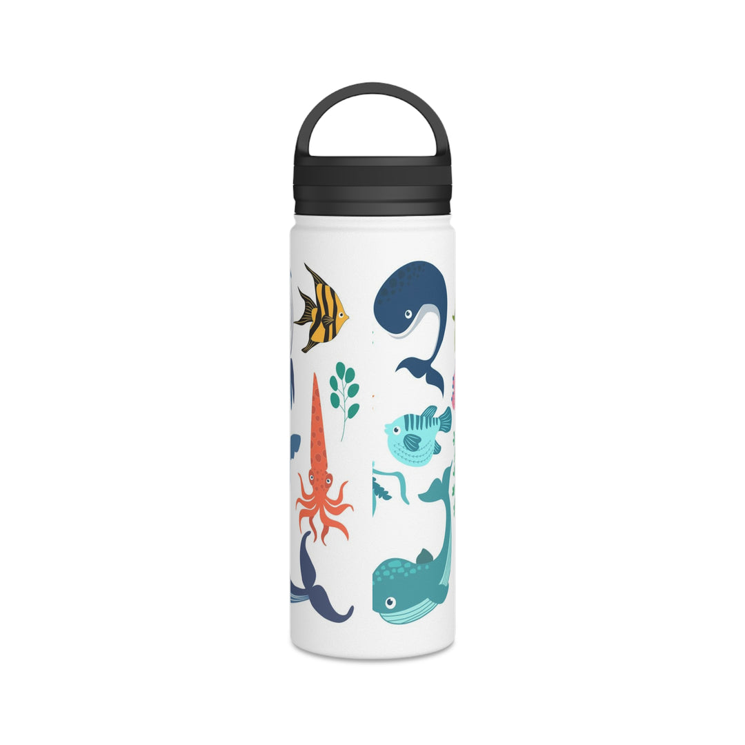 Stainless Steel Sea Life Design Water Bottle Handle Lid