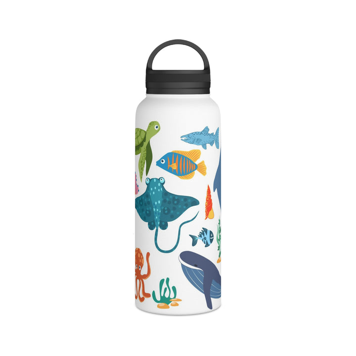 Stainless Steel Sea Life Design Water Bottle Handle Lid