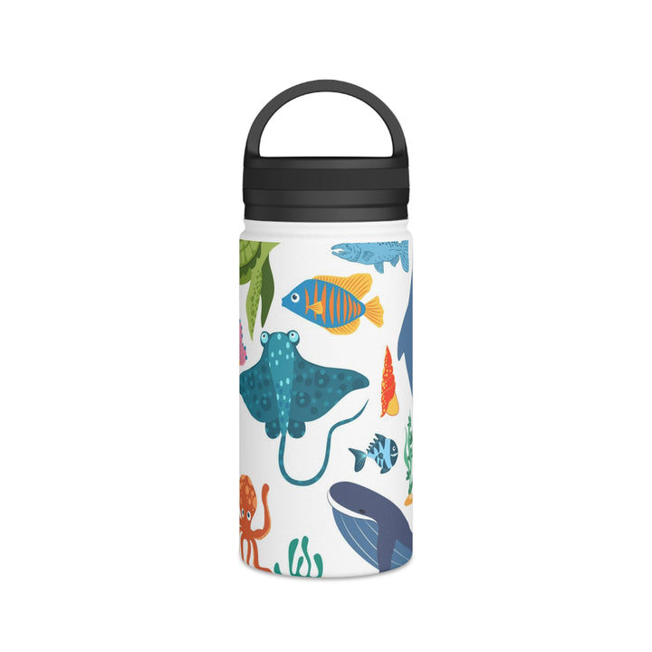Stainless Steel Sea Life Design Water Bottle Handle Lid