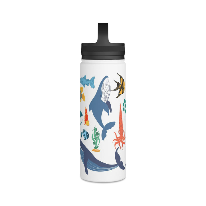 Stainless Steel Sea Life Design Water Bottle Handle Lid