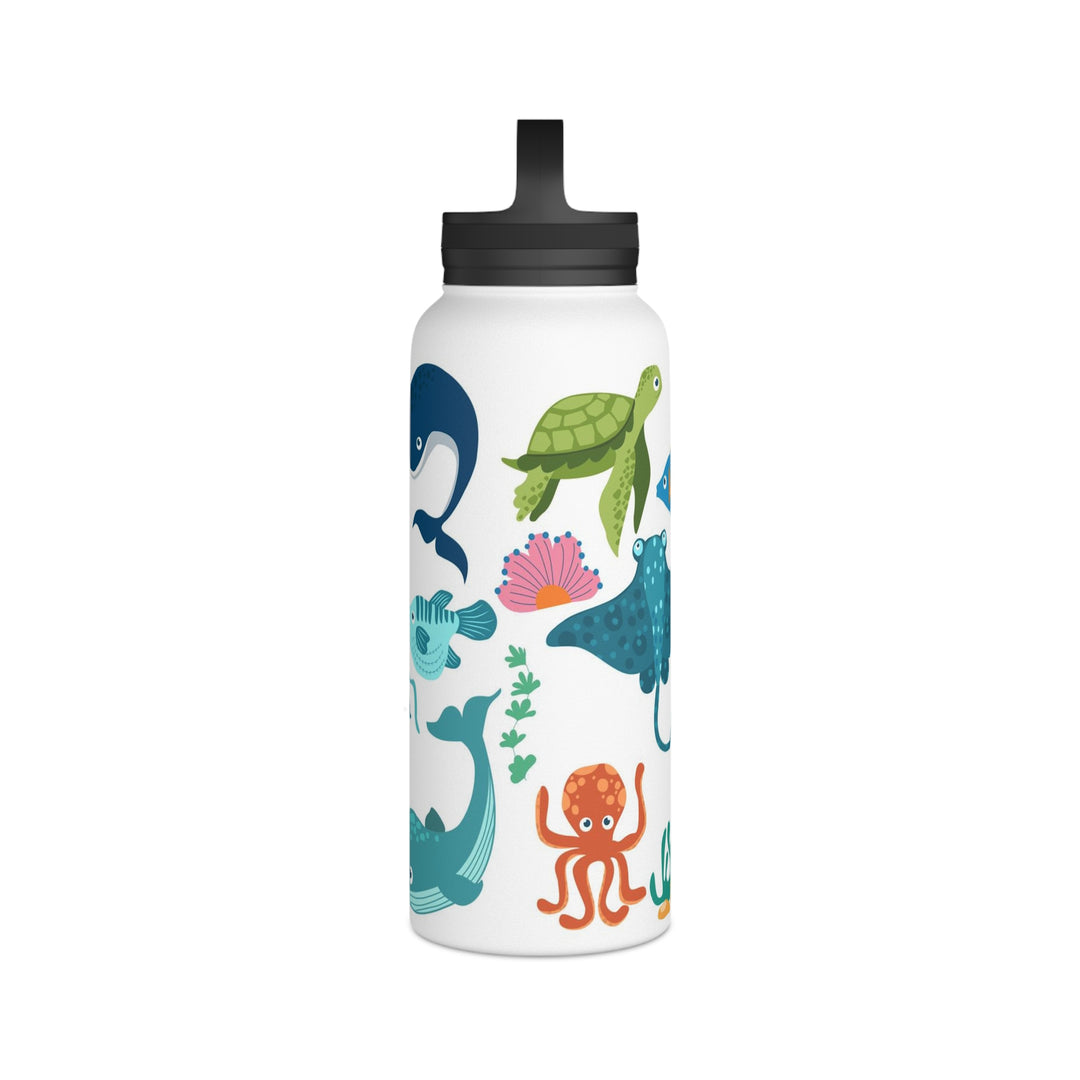 Stainless Steel Sea Life Design Water Bottle Handle Lid