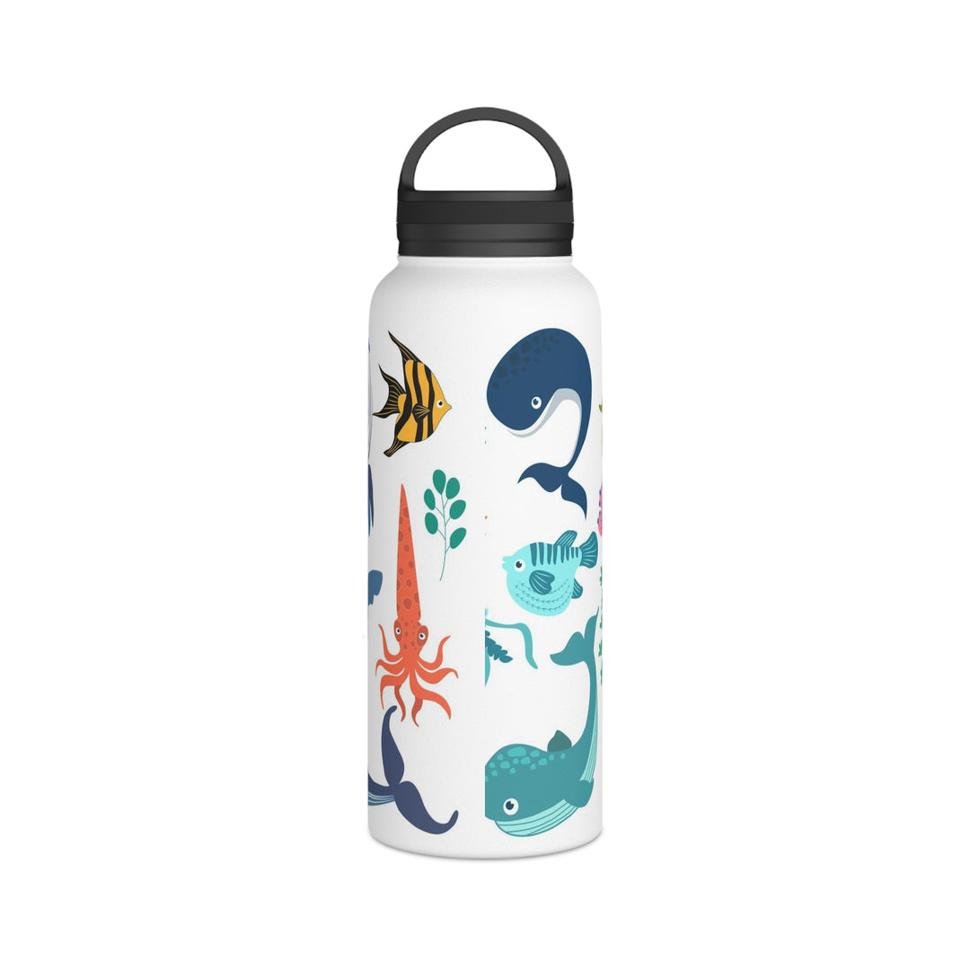 Stainless Steel Sea Life Design Water Bottle Handle Lid