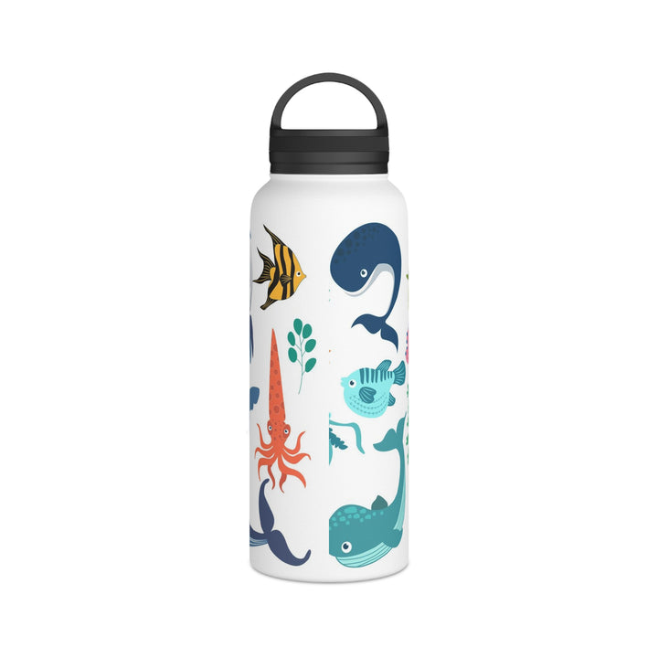 Stainless Steel Sea Life Design Water Bottle Handle Lid