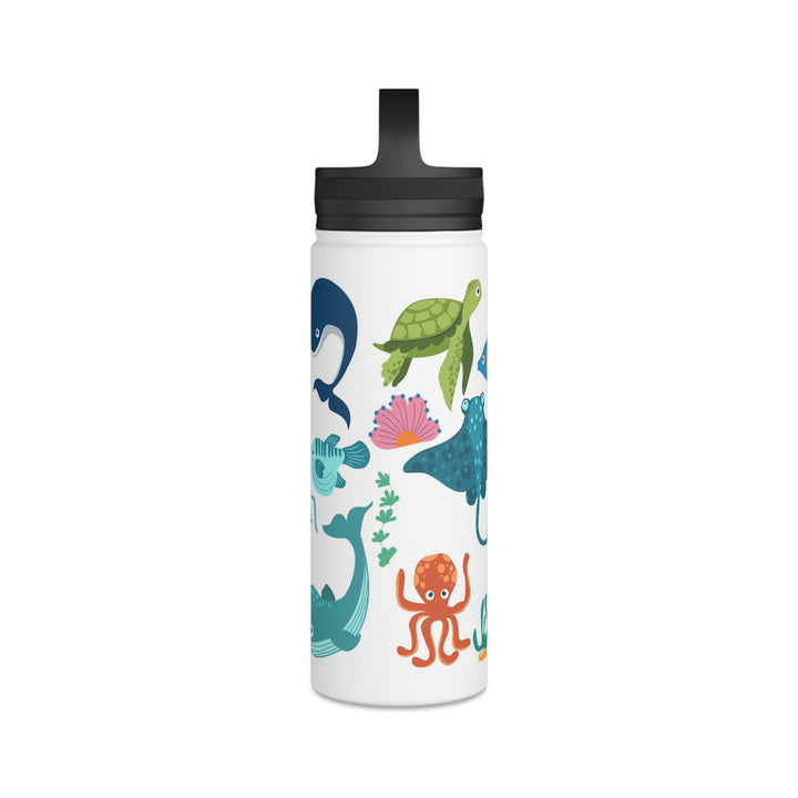 Stainless Steel Sea Life Design Water Bottle Handle Lid